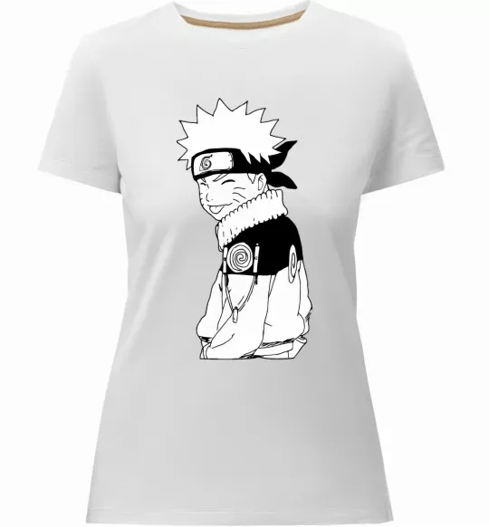 Жіноча преміум футболка Наруто з язиком Білий фото