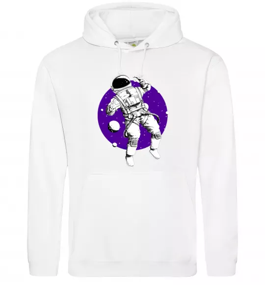 Чоловіча толстовка (худі) Космонавт в круглом космосе Білий фото