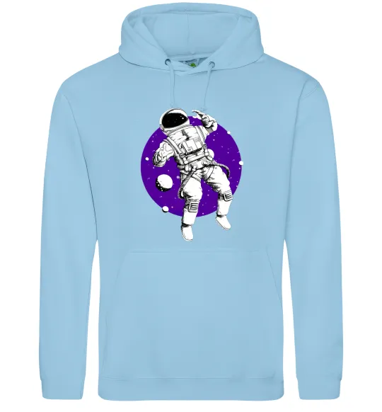 Мужская толстовка (худи) Космонавт в круглом космосе Голубой фото