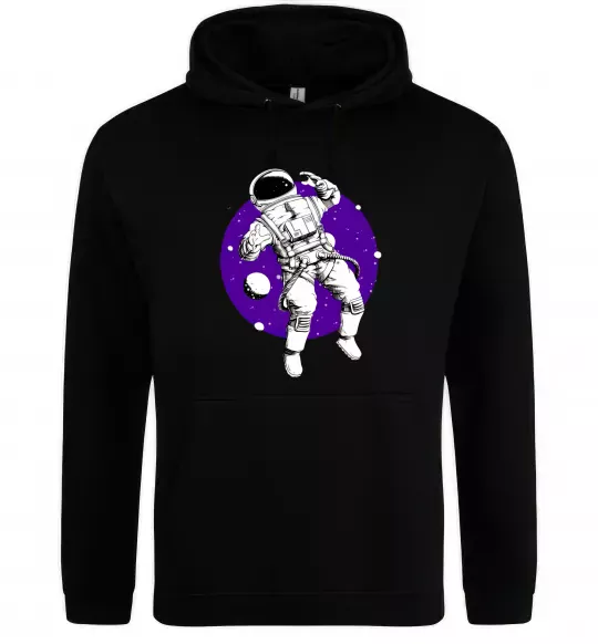Жіноча толстовка (худі) Космонавт в круглом космосе Чорний фото
