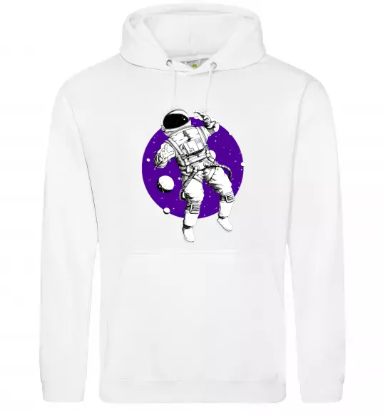 Жіноча толстовка (худі) Космонавт в круглом космосе Білий фото