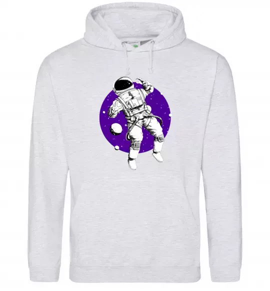 Жіноча толстовка (худі) Космонавт в круглом космосе Сірий меланж фото