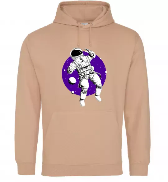 Жіноча толстовка (худі) Космонавт в круглом космосе Пісочний фото