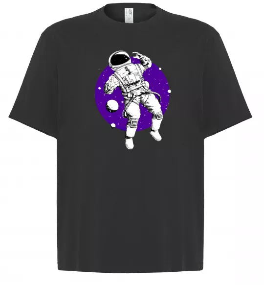 Футболка Оверсайз Космонавт в круглом космосе Чорний фото
