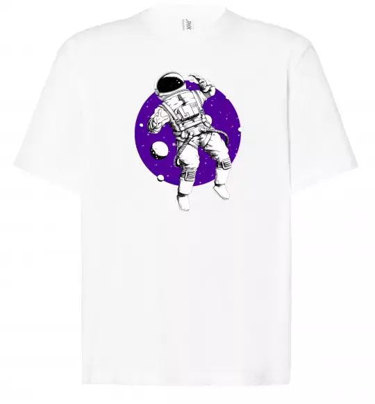 Футболка Оверсайз Космонавт в круглом космосе Білий фото