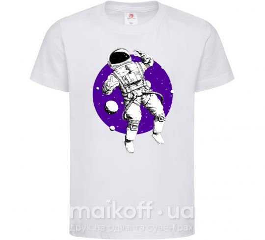 Дитяча футболка Космонавт в круглом космосе Білий фото