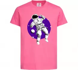 Дитяча футболка Космонавт в круглом космосе Яскраво-рожевий фото