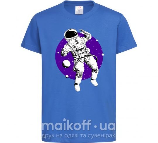 Дитяча футболка Космонавт в круглом космосе Яскраво-синій фото