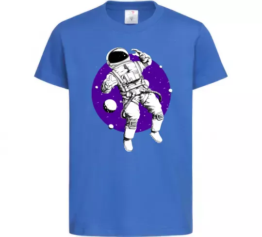 Детская футболка Космонавт в круглом космосе Ярко-синий фото
