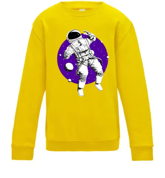 Дитячий світшот Космонавт в круглом космосе Сонячно жовтий фото