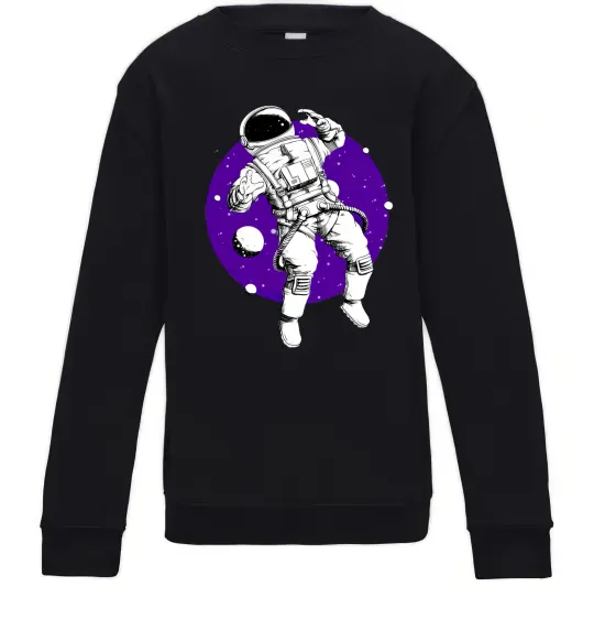 Дитячий світшот Космонавт в круглом космосе Чорний фото