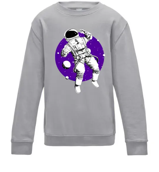 Дитячий світшот Космонавт в круглом космосе Сірий меланж фото