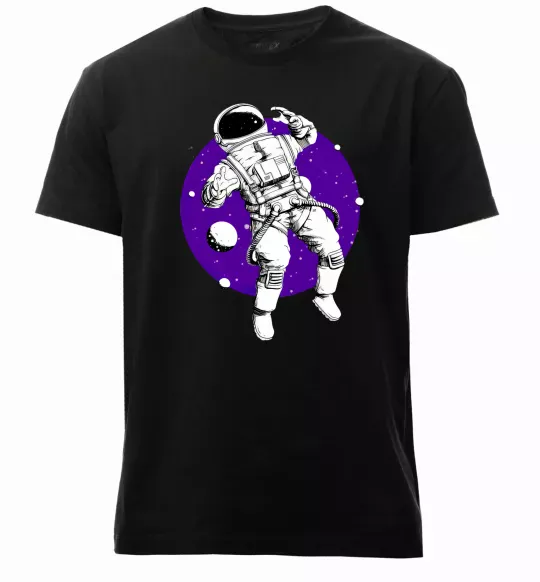 Чоловіча преміум футболка Космонавт в круглом космосе Чорний фото