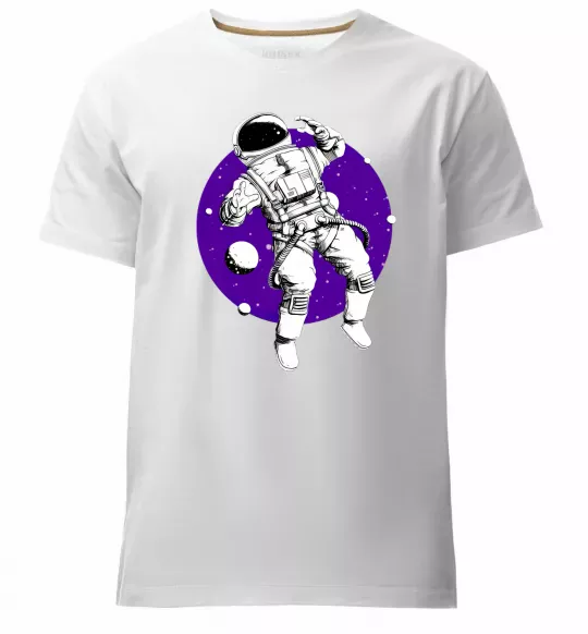 Чоловіча преміум футболка Космонавт в круглом космосе Білий фото