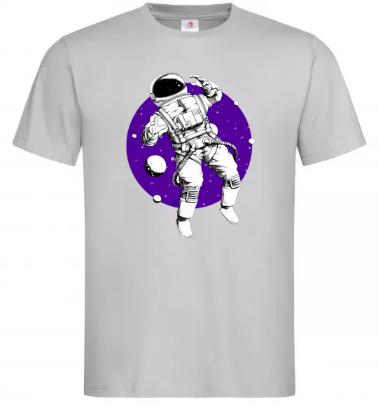 Чоловіча футболка Космонавт в круглом космосе Сірий фото