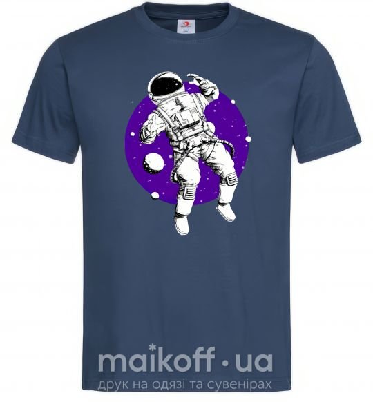 Мужская футболка Космонавт в круглом космосе Темно-синий фото