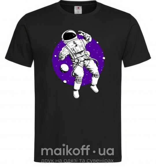 Чоловіча футболка Космонавт в круглом космосе Чорний фото