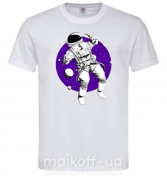 Мужская футболка Космонавт в круглом космосе Белый фото