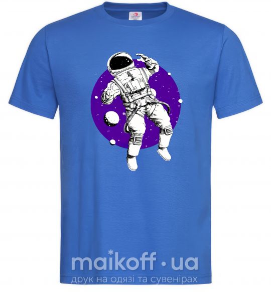 Мужская футболка Космонавт в круглом космосе Ярко-синий фото