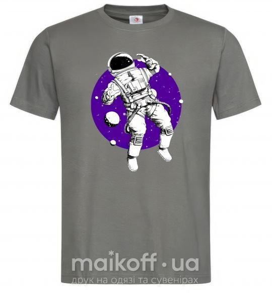 Чоловіча футболка Космонавт в круглом космосе Графіт фото