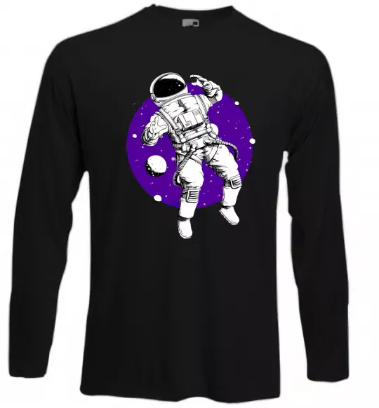 Лонгслив Космонавт в круглом космосе Черный фото