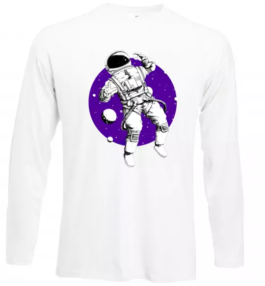 Лонгслив Космонавт в круглом космосе Белый фото