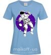 Женская футболка Космонавт в круглом космосе Голубой фото