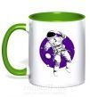 Чашка з кольоровою ручкою Космонавт в круглом космосе Зелений фото