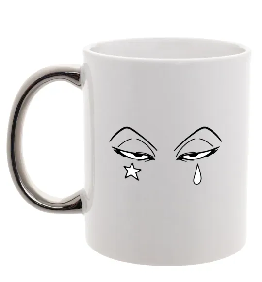 Чашка с цветной ручкой Аніме зірка сльоза Серебро фото