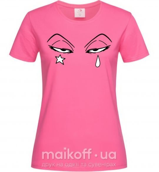 Женская футболка Аниме звезда слеза Ярко-розовый фото