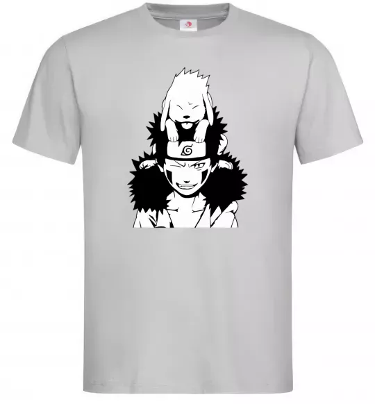 Чоловіча футболка Аніме kiba з собакою Сірий фото