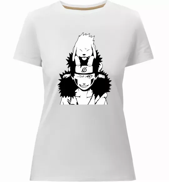 Женская премиум футболка Аніме kiba з собакою Белый фото