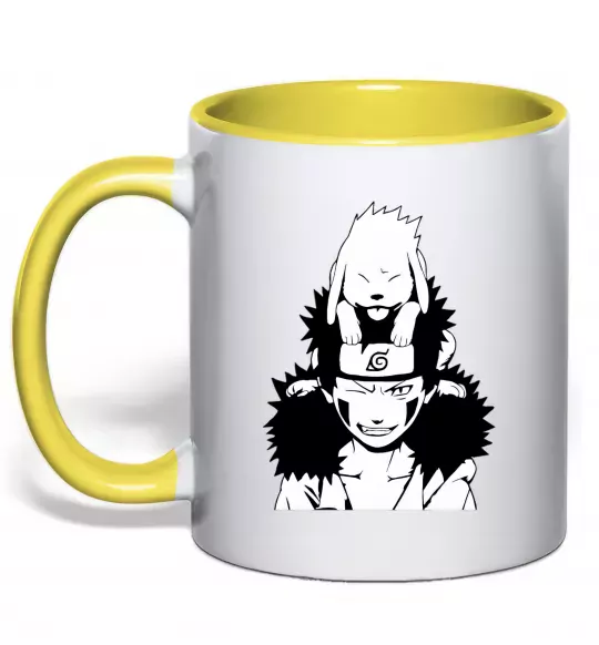 Чашка с цветной ручкой Аніме kiba з собакою Солнечно желтый фото