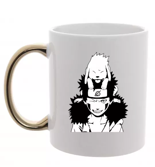 Чашка с цветной ручкой Аніме kiba з собакою Золото фото