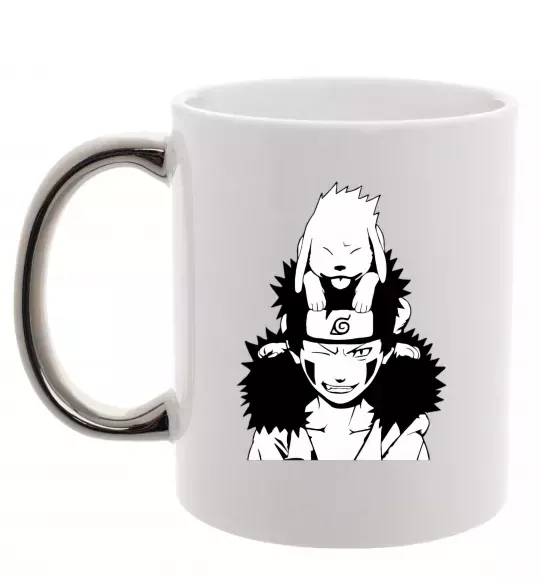 Чашка с цветной ручкой Аніме kiba з собакою Серебро фото