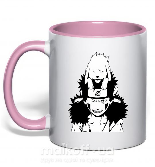 Чашка с цветной ручкой Аниме kiba с собакой Нежно розовый фото