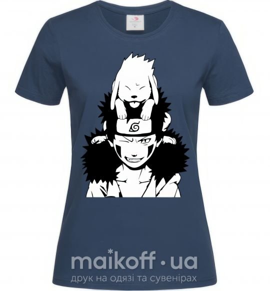 Жіноча футболка Аниме kiba с собакой Темно-синій фото