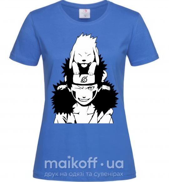 Женская футболка Аниме kiba с собакой Ярко-синий фото