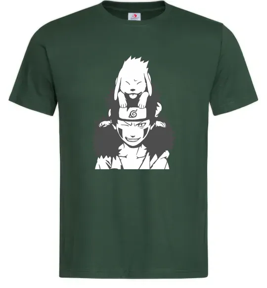 Чоловіча футболка Аніме kiba з собакою Темно-зелений фото