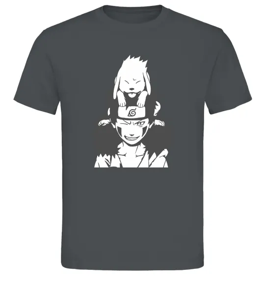 Чоловіча футболка Аніме kiba з собакою Графіт фото