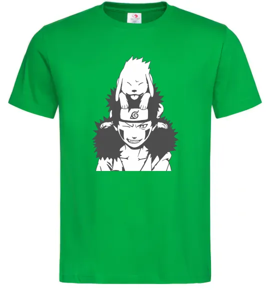 Чоловіча футболка Аніме kiba з собакою Зелений фото