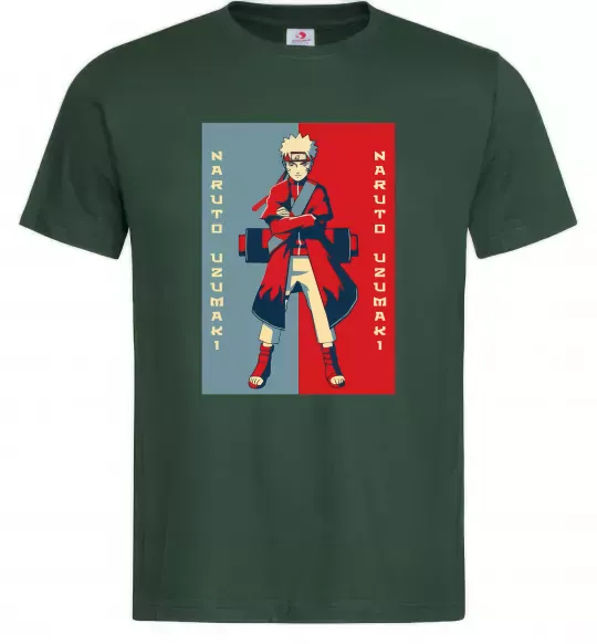Мужская футболка Наруто червоно-синій Темно-зеленый фото
