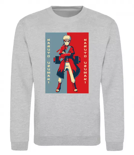 Світшот Наруто червоно-синій Сірий меланж фото