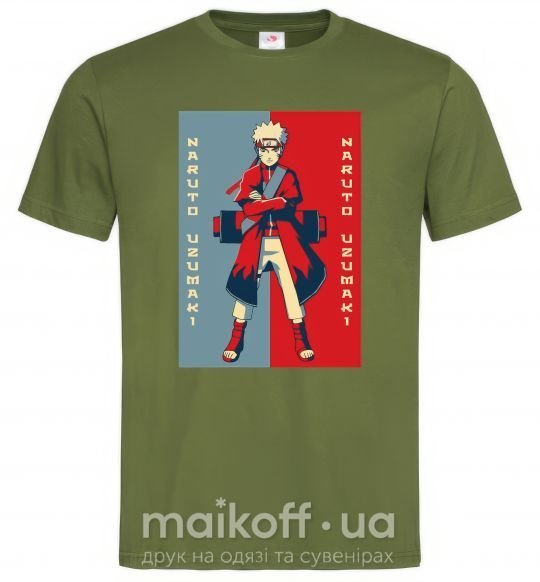 Мужская футболка Наруто красно-синий Оливковый фото