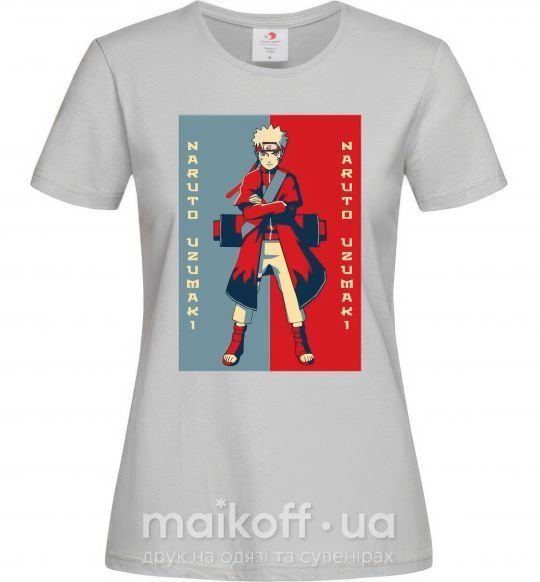 Женская футболка Наруто красно-синий Серый фото