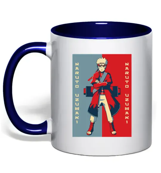 Чашка з кольоровою ручкою Наруто червоно-синій Глибокий темно-синій фото