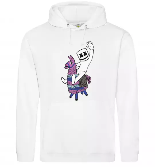 Мужская толстовка (худи) Marshmello fortnite Белый фото