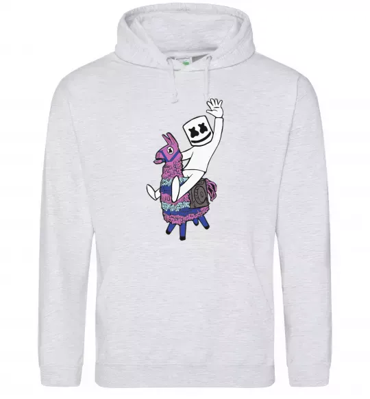 Мужская толстовка (худи) Marshmello fortnite Серый меланж фото