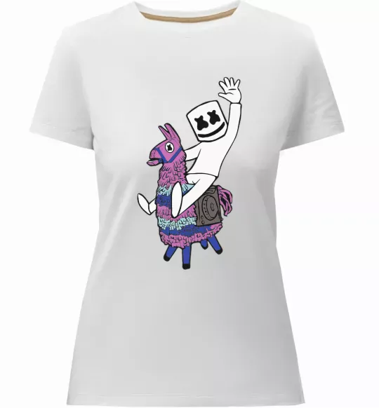 Женская премиум футболка Marshmello fortnite Белый фото