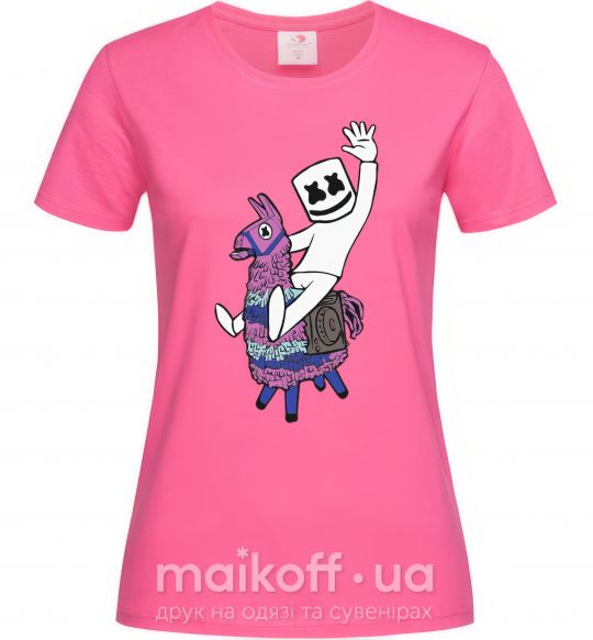 Жіноча футболка Marshmello fortnite Яскраво-рожевий фото